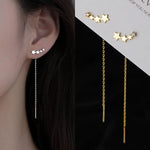 Trend Long Wire Tassel Thread Chain Climb Star Heart Beads Pendants Drop Earrings women's Straight Hanging Earings Jewelry