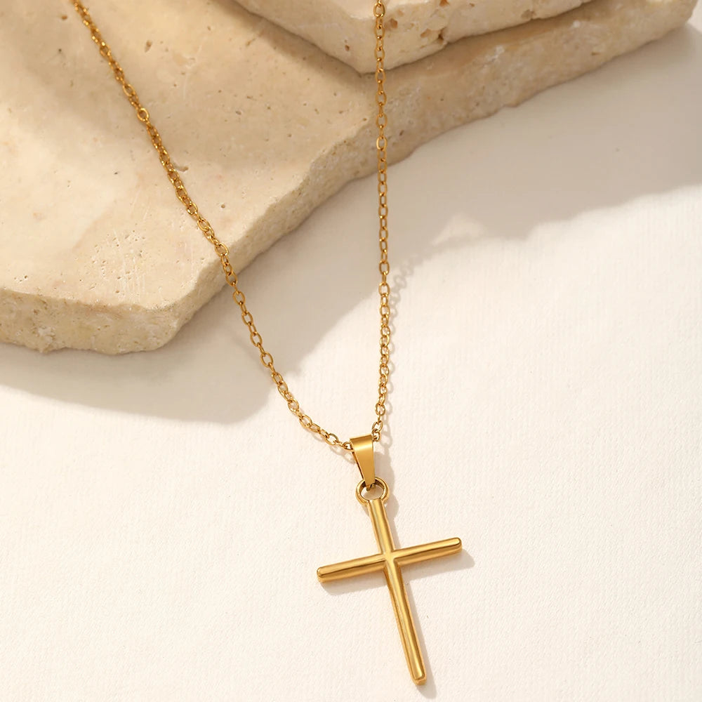 Stainless steel necklace cross pendant hip-hop street fashion trendy men and women fashion jewelry party outing play collocation