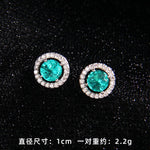 High Grade Round Zircon Jewelry Set Trendy Popular Stainless Steel Pendant Necklace Stud Earrings Party Gifts For Women Girls