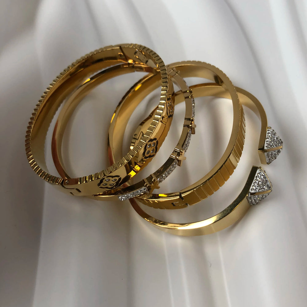 Stainless Steel Bracelets For Woman 2024 Trend Bangles Golden Love Crystal Wedding Feminina Luxury Jewellery Gifts