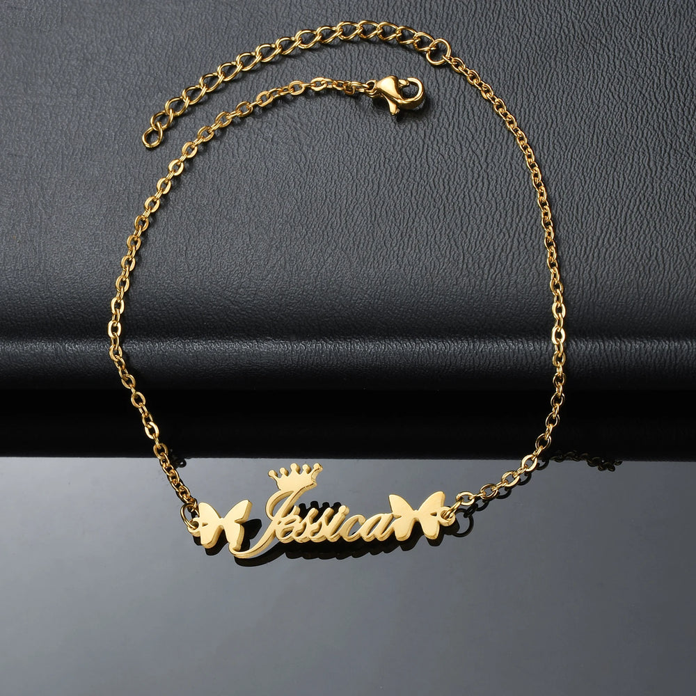 Elevate your style with a custom name anklet that is designed to be personalized just for you. Crafted from durable stainless steel, this anklet features a thick leg chain and measures 18cm in length. The addition of letter charms adds a touch of charm and uniqueness, making it an ideal customized gift for women.