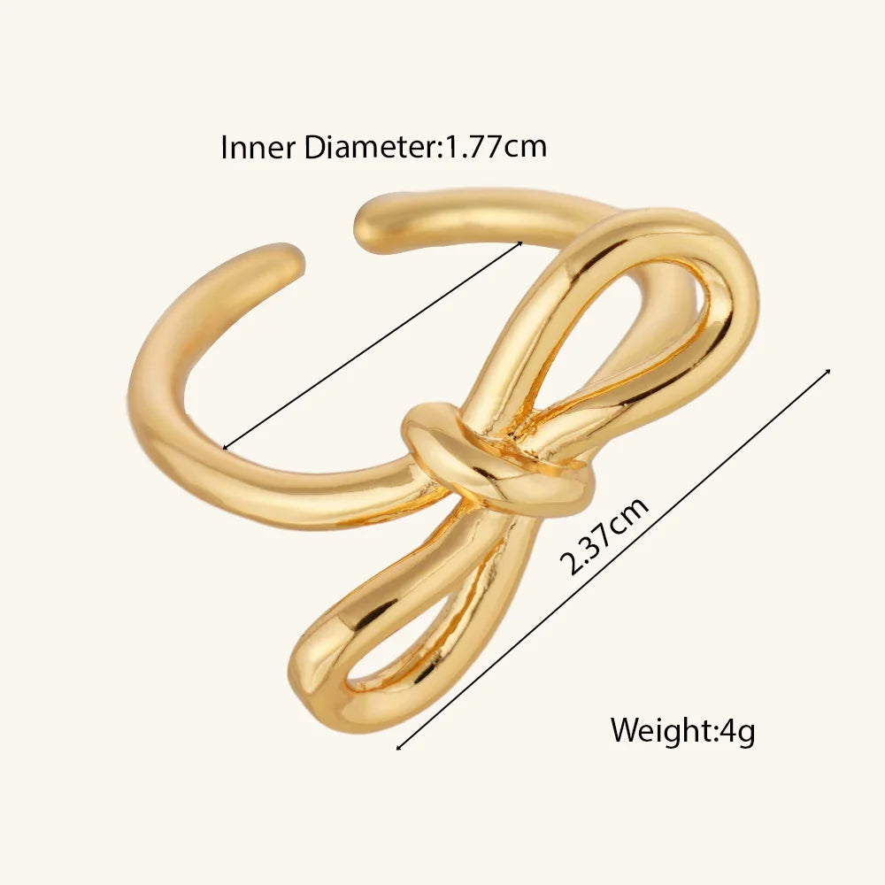 Stainless Steel Rings 18k Gold-Plated Waterproof No Fading Wrinkles Open Rings Valentine's Day Parties Jewelry Gift