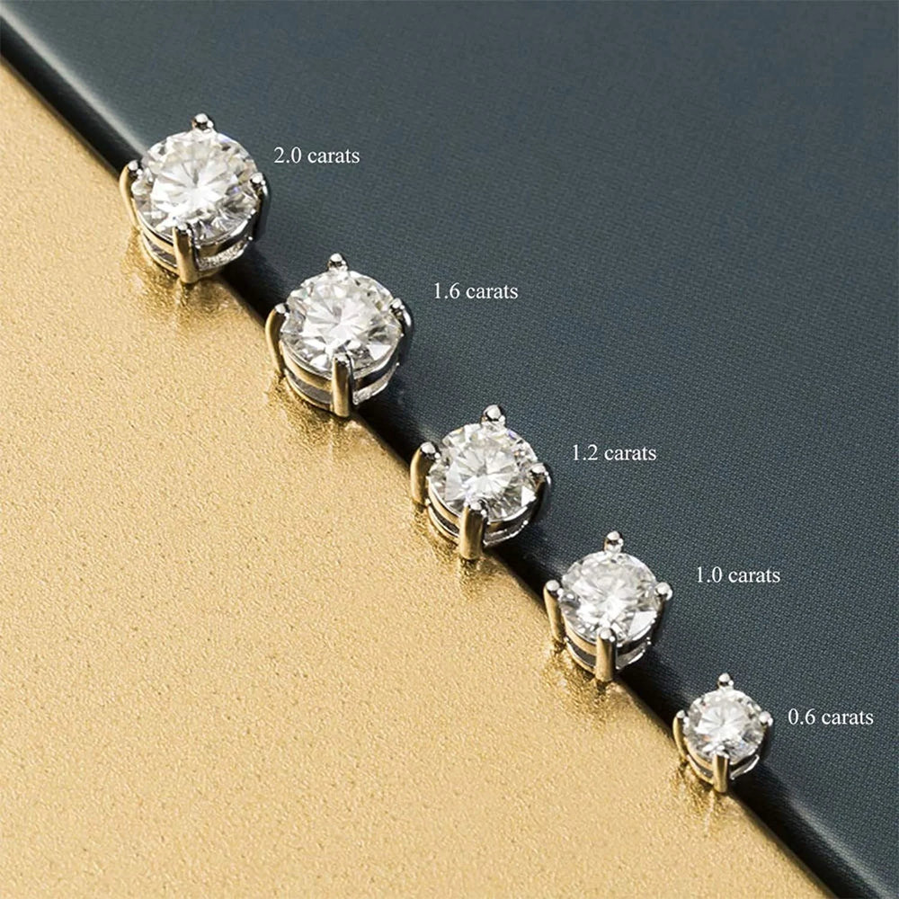 Brilliant Round Cut Moissanite Stud Earrings 18K White Gold Plated Moissanite Silver Earrings
