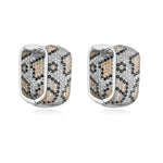 Leopard Print hoop Earrings rings necklace Fashion black white Cubic Zirconia women Geometric Jewelry set