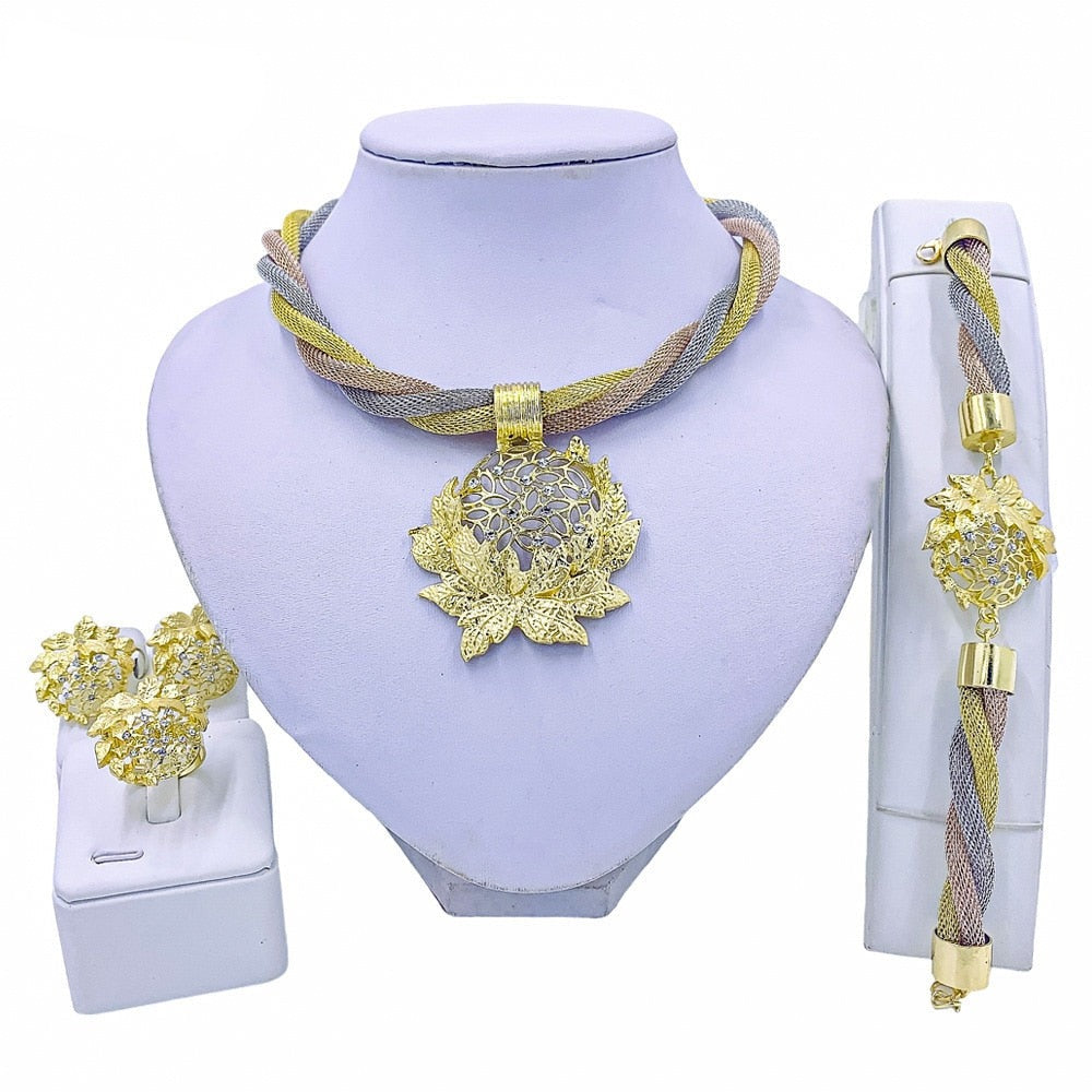 This luxurious jewelry set is made from a high-grade copper alloy and metal, giving you an elegant and timeless look that will make you shine all day long.