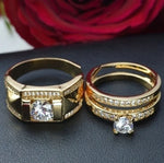 Luxury Women Ring Metal Carving Gold Color Inlaid Zircon Stones Couple Ring Bridal Engagement Wedding Jewelry