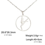 Gold Color Gymnast Girl Pendant Necklace for Women Stainless Steel Rhythmic Gymnastics Necklace Jewelry Gift 2025 Trendy