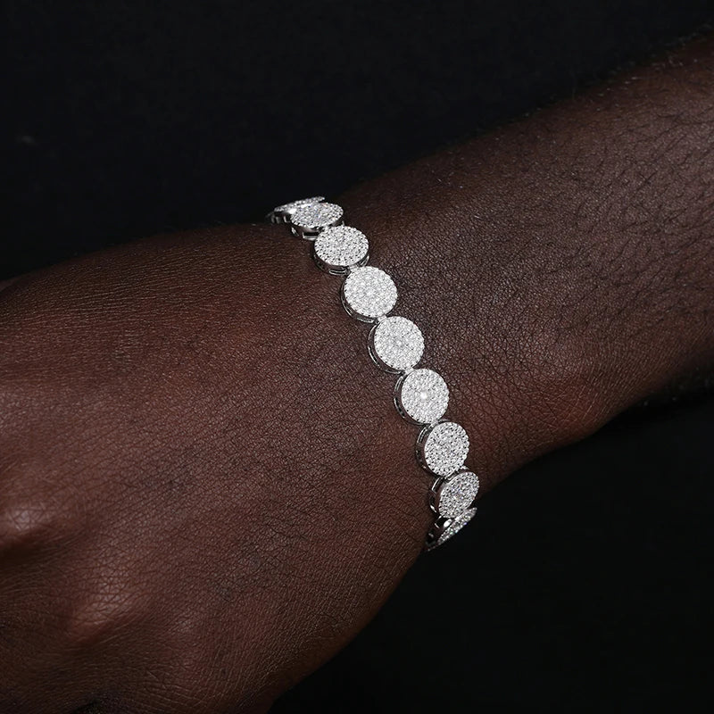 Unisex Full VVS1 Moissanite Round Bracelet 925 Silver Luxury For Women Bracelet Fine Jewelry