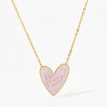 18K Gold PVD Plated Stainless Steel Colorful Enamel Heart Necklace Earring Set For Women Spring Summer Jewelry  Waterproof