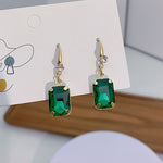 Shiny Green Rhinestone Pendant Earrings