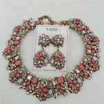 2025 New Fashion Crystal Rhinestones Large Collar Choker Necklace Earrings Women Jewelry Sets Indian Statement Wedding Necklace