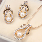 Gold Color Simulated Pearl Jewelry Set