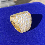 Bubble Letter Iced Out Ring for Men Real Gold Plated Prong Setting Copper CZ Stones Hip Hop Fashion Jewelry  2022 Trend