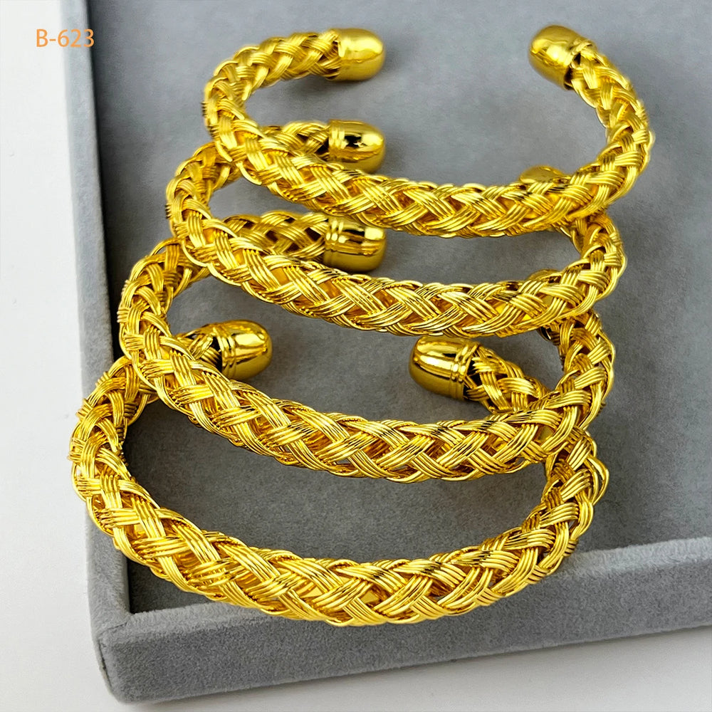 Luxury Dubai Gold Color Bangles For Women Arabic Charm Bracelet Cuff Bangles Nigerian Wedding Jewelry Party Gifts