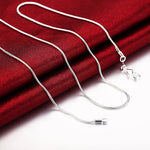 10 pcs 925 sterling silver 1MM snake chain necklace for women man 16-30inches fashion party wedding Jewelry gifts