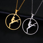 Gold Color Gymnast Girl Pendant Necklace for Women Stainless Steel Rhythmic Gymnastics Necklace Jewelry Gift 2025 Trendy