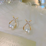 2025 New Inlaid Rhinestone Pearl Stud Earrings Women Personality Fashion Unique Design Earrings Wedding Jewelry Birthday Gift