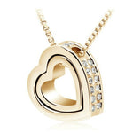 Austrian Crystal Double Heart Pendant Necklace