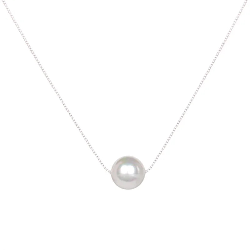 4mm 5mm 6mm Imitation Pearl Pendant Necklace for Women Elegant Romantic Invisible Fish Wire Clavicle Bead Collar Wedding Jewelry