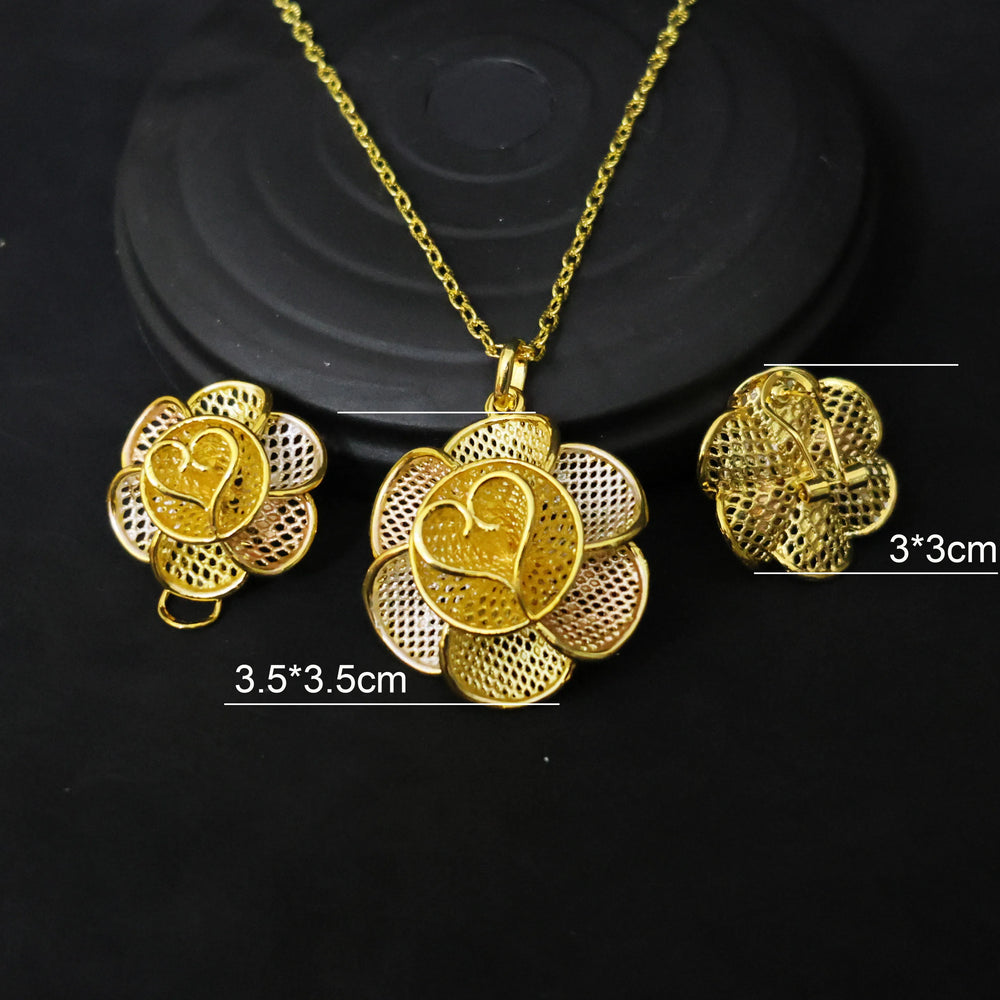 Luxury 18k Gold Plated Jewelry Set for Women Wedding Italian Jewellery Sets Bride Necklace and Earrings Bracelet African Gift