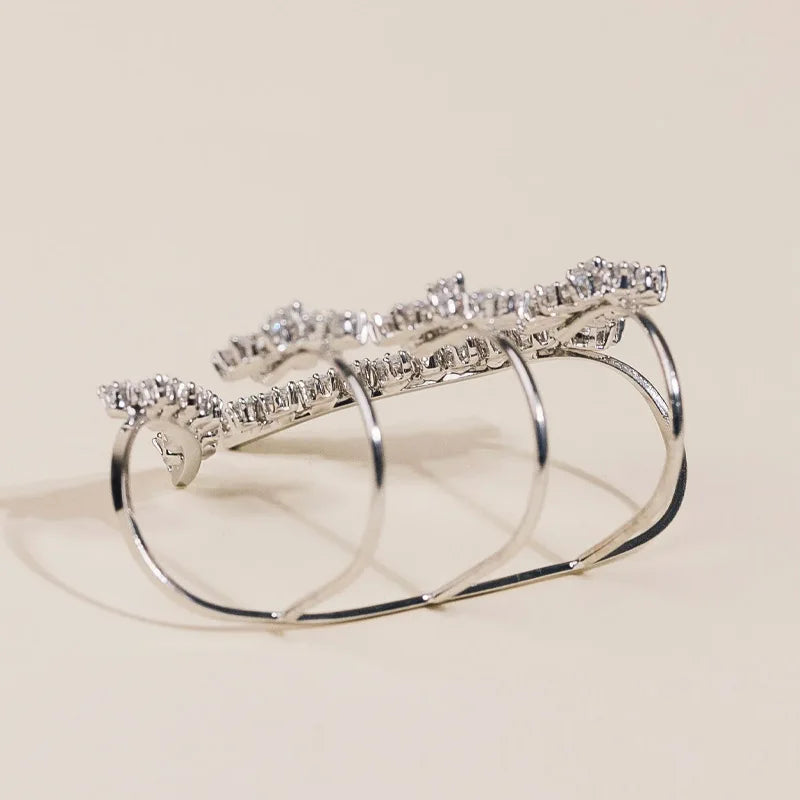 Luxury Bridal Palm Bangle Zircon Wedding Hand Jewelry Fashion Banquet Leaf Bracelet Women Bangle Open Adjustable