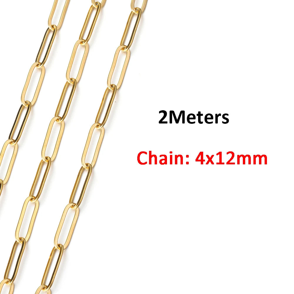 2Meters/1Meter Stainless Steel Chain High Quality Gold Color Chains for Bracelet Necklace Jewelry Making DIY Findings