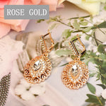 Sunspicems Chic Gold Color Morocco Earring Arabic Women Drop Earring Bride Wedding Jewelry Hollow Arabesques French Earring Gift