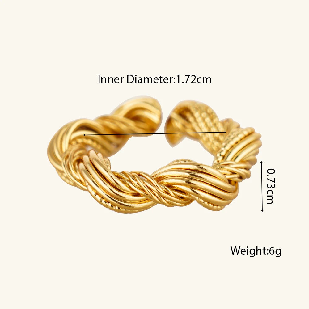 Stainless Steel Rings 18k Gold-Plated Waterproof No Fading Wrinkles Open Rings Valentine's Day Parties Jewelry Gift