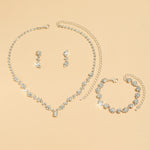 Simple silver color Rhinestones Wedding Jewelry Sets for Women Crystal Necklace Earrings Bracelet Bridal Jewelry Sets