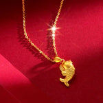 AU750 gold necklace koi 18K pendant clavicle simple temperament clavicle necklace women 45cm