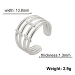Women Irregular Wave Geometric Rings 2025 Fashion Stainless Steel Gold Color Adjustable Minimalist Finger Ring Jewelry