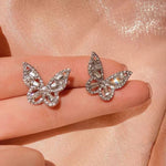 New Fashion White Square Rhinestone Zircon Double Pendant Gold Color Earrings for Women Unique Design Girls Trend Jewelry Gift