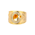 Chunky Wide Zircon Initial Letter Rings For Women Stainless Steel Opening Finger Ring Hip Hop Minimalist Jewelry Gift Femme