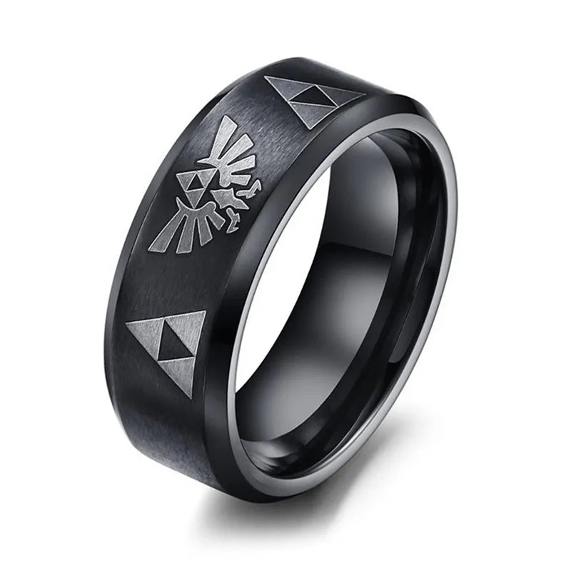 The Legend of Zeldas Triforce Triangle Symbol Band Ring for Men Women 316L Stainless Steel Finger Rings Cosplay Party Jewelry