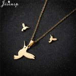 Cartoon Bowknot Mouse Stainless Steel Jewelry Set for Women Fashion Anime Animal Necklace Earrings Party Accessories
