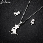 Cartoon Bowknot Mouse Stainless Steel Jewelry Set for Women Fashion Anime Animal Necklace Earrings Party Accessories