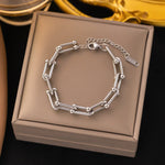 Fashion Stainless Steel U-shape Horseshoe Buckle Gold Silver Bracelet Earrings 18K Necklace for Women Jewelry Sets Wholesale