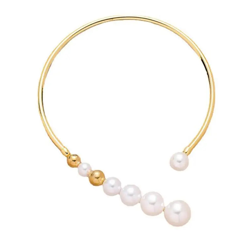 Elegant Simple Water-wave Pearl Necklace For Women Charming Big Metal Geometric Statement Collar Necklace Jewelry