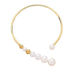 Elegant Simple Water-wave Pearl Necklace For Women Charming Big Metal Geometric Statement Collar Necklace Jewelry