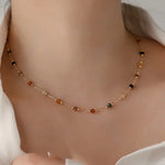 Colourful Beads String Natural Stone Bracelets Bohemia Titanium Steel Collarbone Chain Necklace Vintage Jewelry Sets for Women