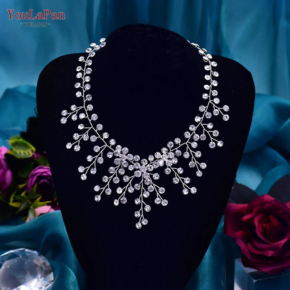 Elegant Crystal Woman Necklace Bridal Clavicle Chain Choker Wedding Party Diamante Brides Jewelry Anniversary Gift HN01