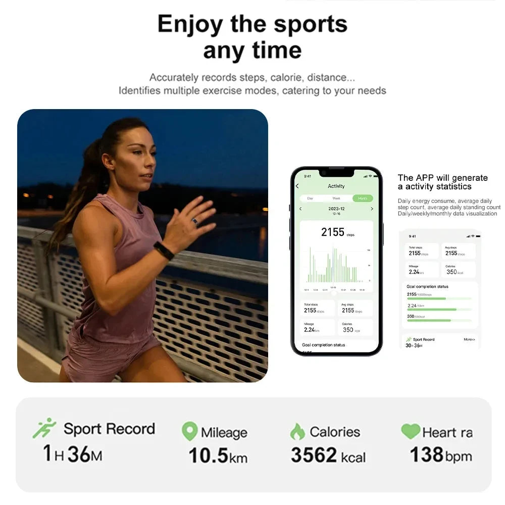 2024 R02 Smart Ring Health Monitor Men Women Smart Rings Heart Rate Blood Oxygen Sleep Waterproof Multifunctional Finger Ring