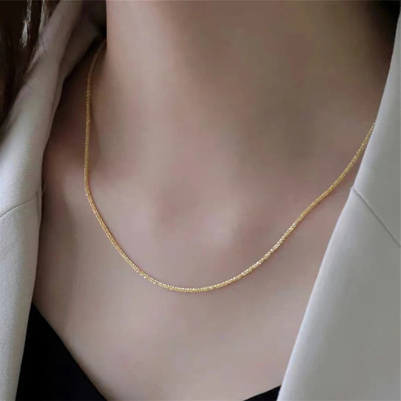 2024 Popular Silver Colour Sparkling Clavicle Chain Choker Necklace Collar For Women Fine Jewelry Wedding Party Birthday Gift