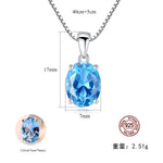 925 Sterling Silver Classic Blue Stone Necklace