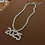 Women's Fashion Number 2025 Earrings Sparkling Rhinestone Drop Earrings Happy New Year Earrings for Party Banquet Ear Jewelry