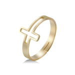 2025 Trend Cross Ring Gold Color Open Finger Rings for Women Christian Jesus Stainless Steel Jewelry Friends Gifts New