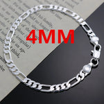 Noble New 925 Sterling Silver 4MM Chain for Men Women Bracelet Necklace Jewelry Set Lady Christmas Gifts Charms Wedding