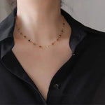 Colourful Beads String Natural Stone Bracelets Bohemia Titanium Steel Collarbone Chain Necklace Vintage Jewelry Sets for Women