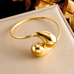 316L Stainless Steel Golden Droplet Shape Necklace Bracelet Earrings Suit Women 2024 New Trend Non-fading Jewelry Set
