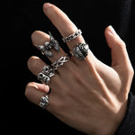Stainless steel Punk Poker Joker Silver Color Rings for Men Goth Skeleton Billiards Set Couple Emo Jewelry Anillos Hombre